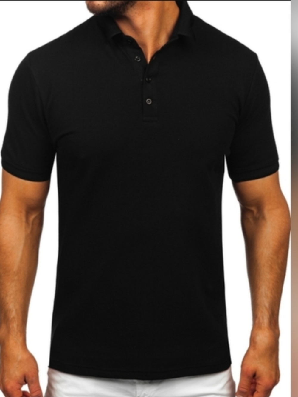 Michael Brandon Black Short-Sleeve Polo
